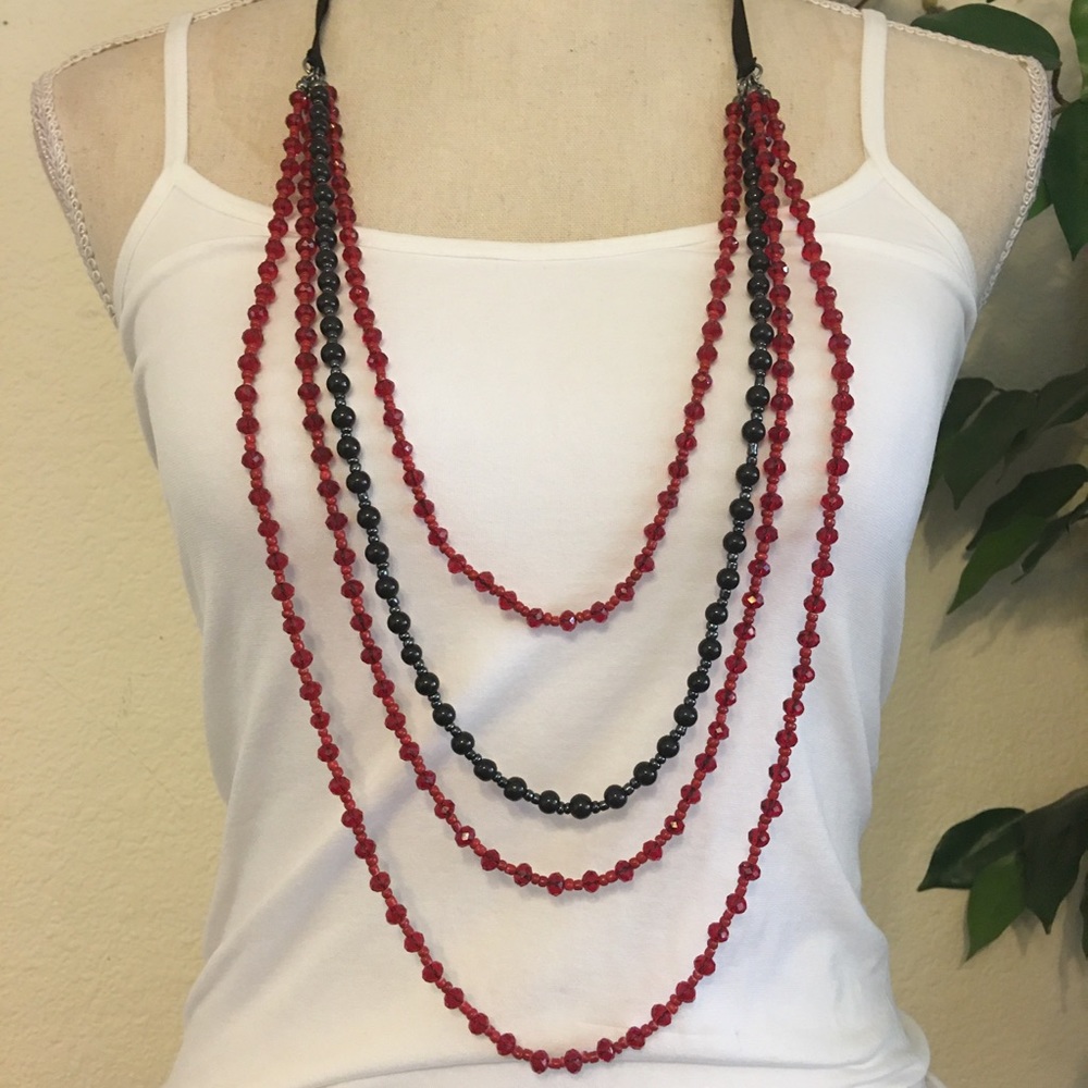 Multi strand layered sparkle bead necklace